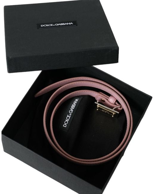Dolce & Gabbana Pink Leather Square Metal Buckle Belt
