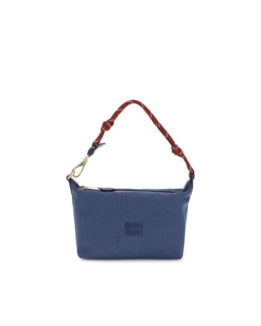 Miu Miu Blue Cotton Shoulder Bag