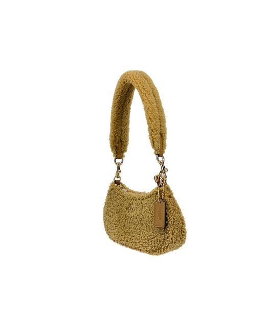 COACH Black Teri Mini Shearling Fur Crossbody Bag