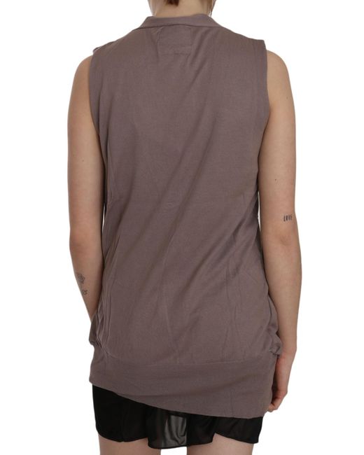 Pink Memories Brown Memories Chic Sleeveless Cotton Cardigan Top