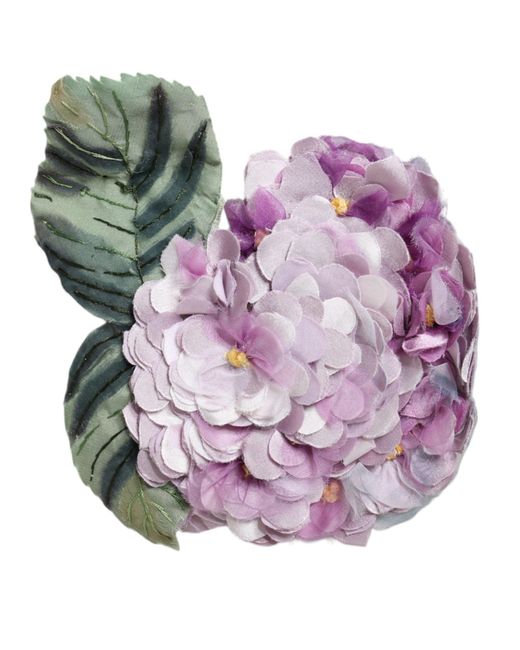 Dolce & Gabbana Pink Multicolor Hydrangea Gold Brass Pin Brooch