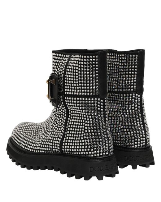 Dolce & Gabbana Black Crystal Embellished Short Boots Shoes for men