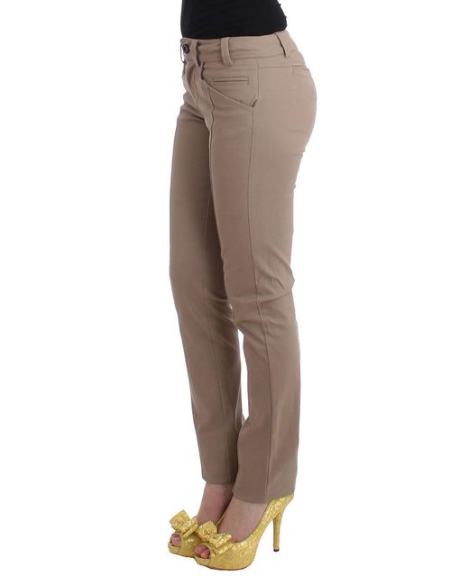 Roberto Cavalli Multicolor Beige Dress Skinny Slim Straight Chinos Pants
