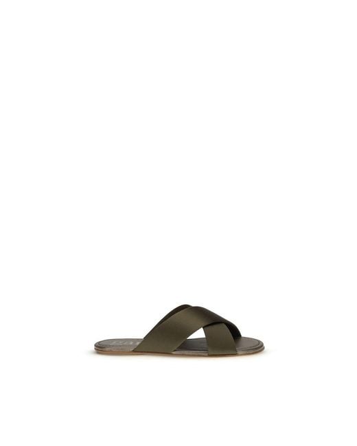 Pedro Garcia Brown Silk Flat Sandals