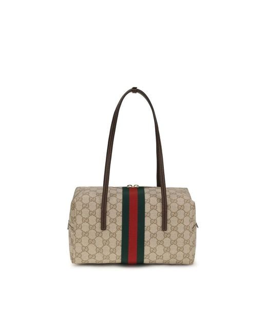 Gucci Gray Beige Cotton Handbag