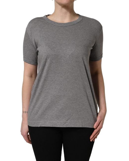 Dolce & Gabbana Gray Cotton Short Sleeves Crew Neck T-Shirt