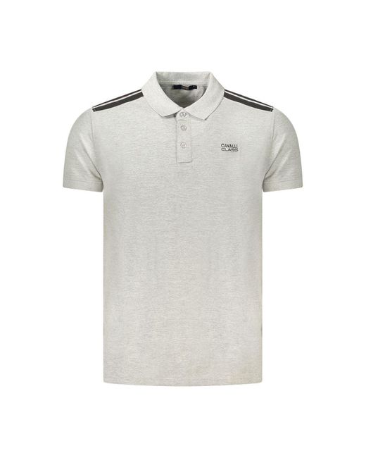 Roberto Cavalli Gray Polo Shirt With Stripes for men