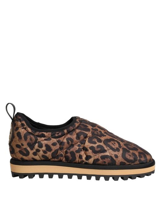 Dolce & Gabbana Gray Brown Leopard Print Quilted Men Sneakers Shoes for men