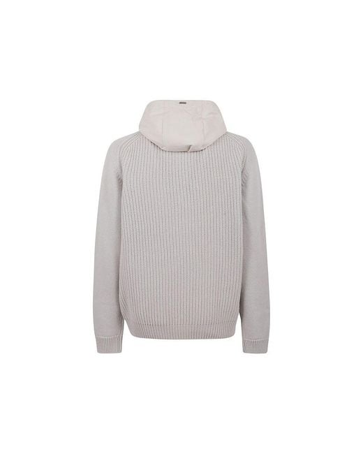 Herno Gray Wool Hoodie for men