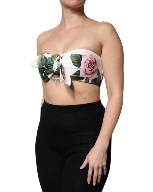 Dolce & Gabbana Black White Floral Print Cropped Bustier Corset Top for men