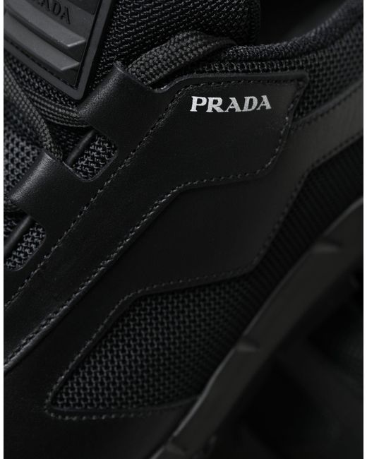 Prada Black Mesh Panel Low Top Twist Trainers Sneakers Shoes for men
