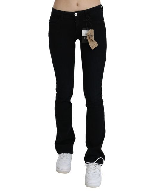 CoSTUME NATIONAL Low Waist Skinny Denim Cotton Jeans Black Pan70717