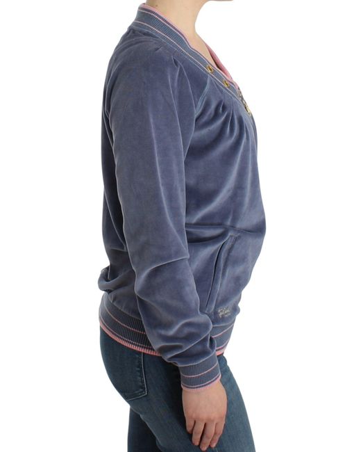 Roberto Cavalli Blue Elegant Zip Cardigan With Details