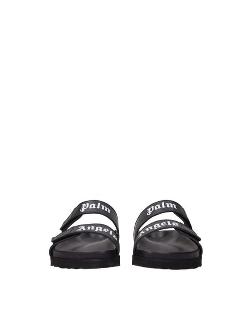 Palm Angels Black Leather Slipper