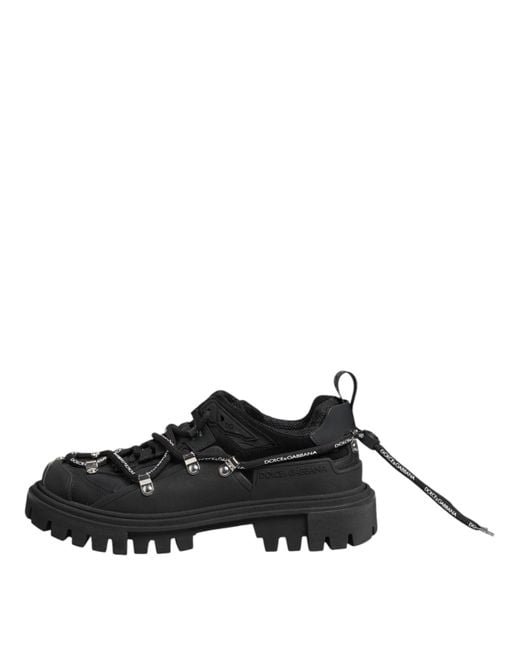 Dolce & Gabbana Black Low Top Lace Up Trekking Sneakers Shoes for men