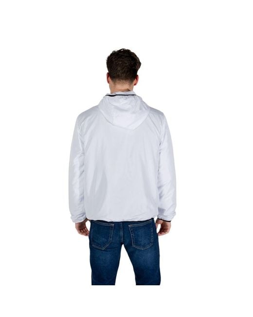EA7 Blue White Polyester Jacket for men