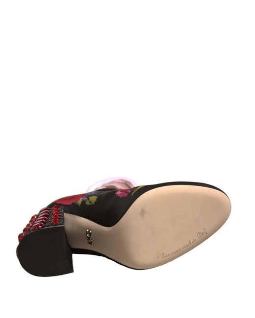 Dolce & Gabbana Multicolor Floral Embellished Socks Boots