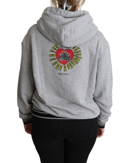Dolce & Gabbana Gray Grey Printed Hooded Exclusive Logo Sweater