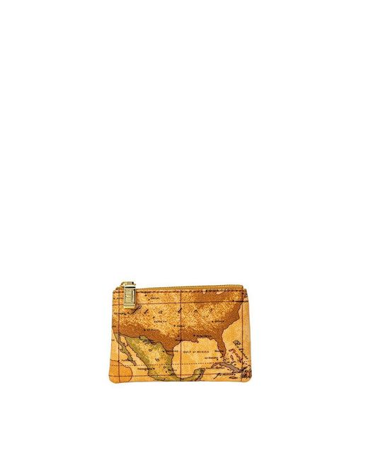 Alviero Martini 1A Classe Metallic Beige Leather Clutch Bag