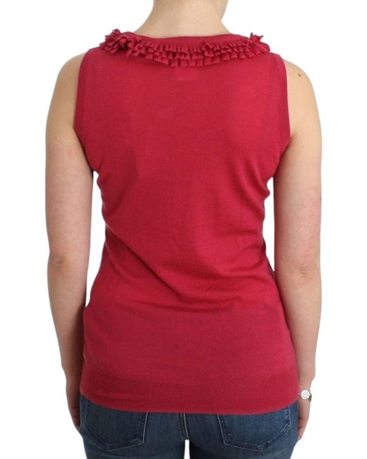 John Galliano Red Wool Top Pink Sig11964