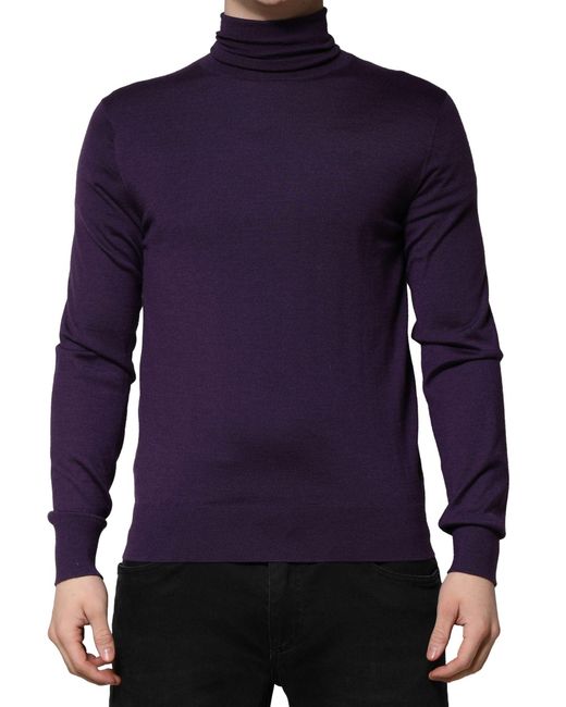 Dolce & Gabbana Blue Cashmere Turtleneck Pullover Sweater for men