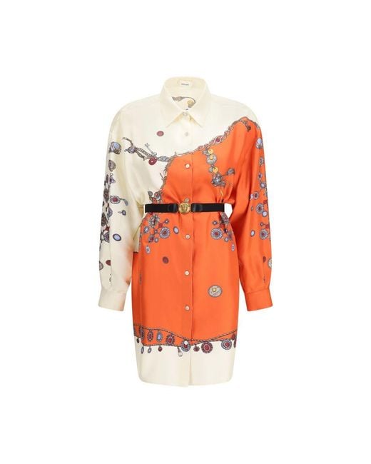 Versace Orange Silk Casual Dress
