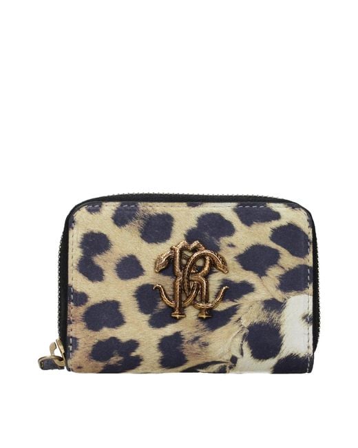 Roberto Cavalli Blue Leather Wallet