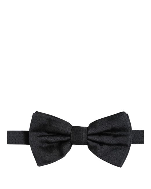 Dolce & Gabbana Black Silk Adjustable Neck Papillon Bow Tie for men