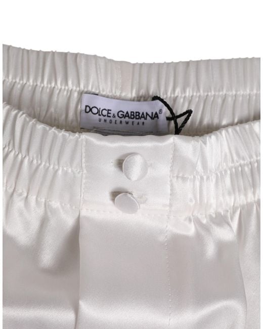 Dolce & Gabbana Gray White Silk Satin Elastic Men Boxer Short Swimwear for men