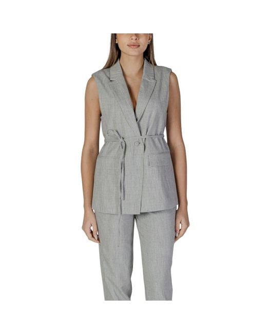 VILA CLOTHES Gray Recycled Polyester Vest