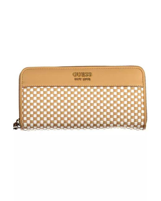 Guess Natural Chic Contrast Detail Brown Wallet With Logo