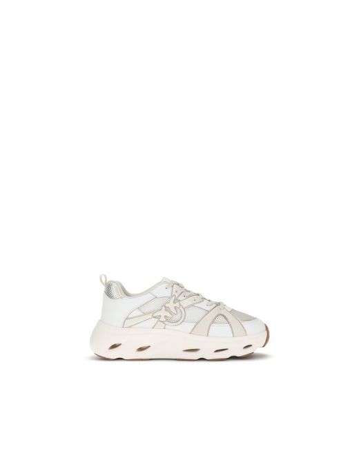 Pinko White Calf Leather Bos Taurus Chunky Sneakers
