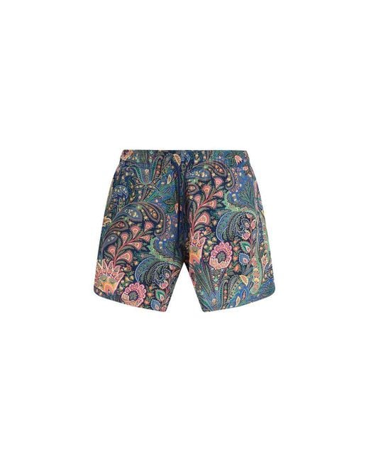 Etro Blue Multicolor Polyester Short And Mini Shorts for men
