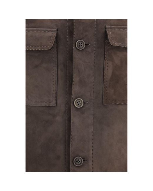 Salvatore Santoro Brown Leather Leather Jacket for men