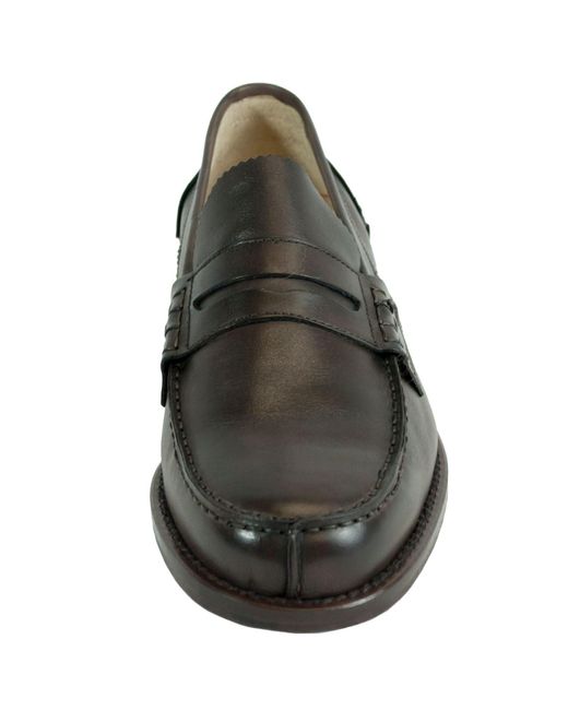 Saxone Of Scotland Dark Brown Leather Mens Loafers Shoes for men