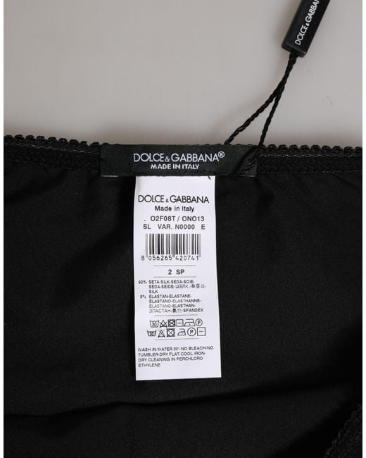 Dolce & Gabbana Black Silk Stretch High Waist Panty Underwear 08+Se Clothing