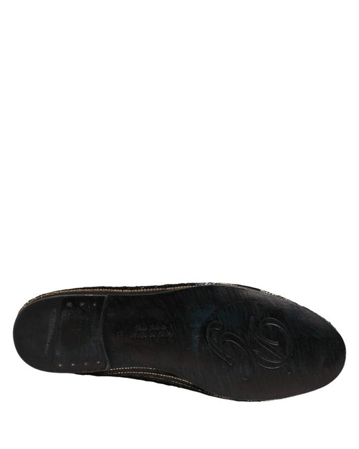 Dolce & Gabbana Black Gold Sequined Men Dress Loafers Shoes for men
