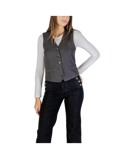 ONLY Black Gray Polyester Waistcoat