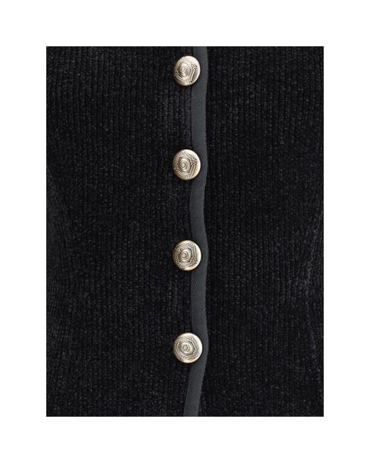 Giorgio Armani Black Silk Blazer With Decorative Metal Shank Buttons