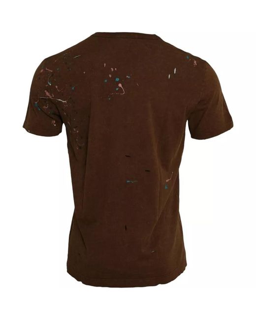 Dolce & Gabbana Brown Color Splash Cotton Crew Neck T-Shirt for men