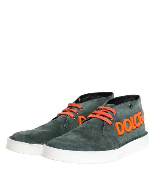 Dolce & Gabbana Blue Suede Ankle Sneakers for men