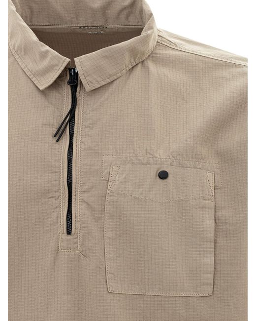 C P Company Gray Half Zip Overshirt Shirt for men