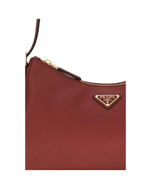 Prada Red Multicolor Calf Leather Bos Taurus Shoulder Bag
