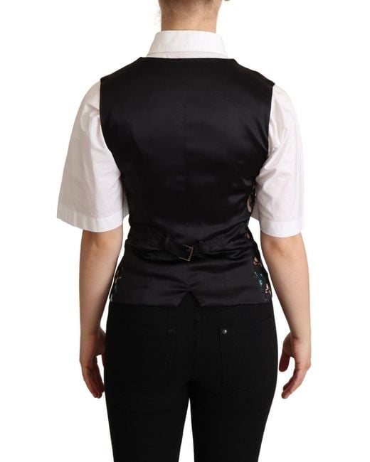 Dolce & Gabbana Blue Exquisite Floral Jacquard Waistcoat