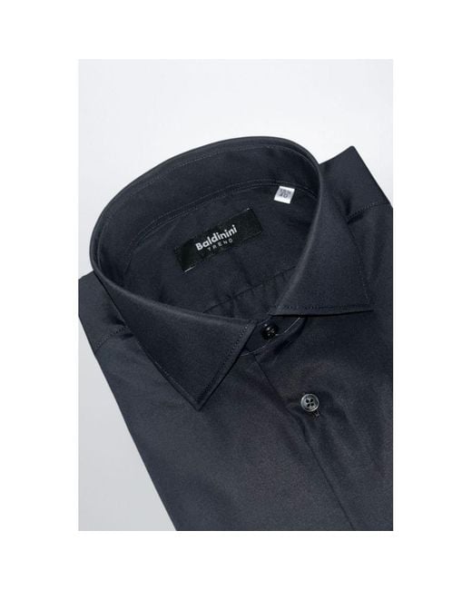 Baldinini Blue Black Cotton Men Shirt for men