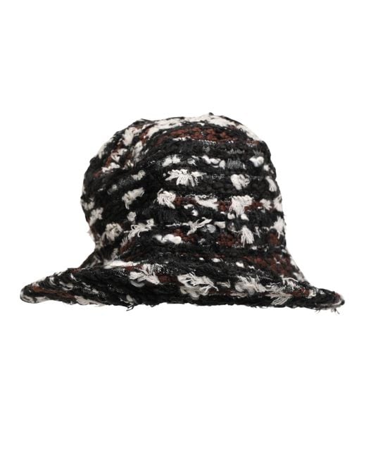 Dolce & Gabbana Black Multicolor Acrylic Tweed Bucket Capello Hat