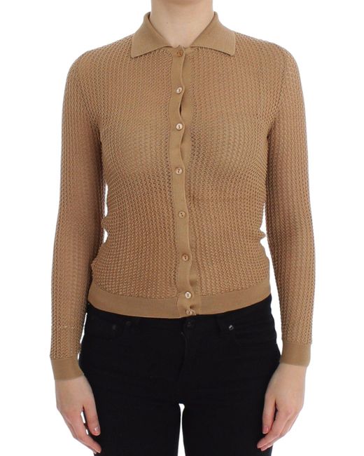 Dolce & Gabbana Blue Knitted Cotton Cardigan Beige Sig13249
