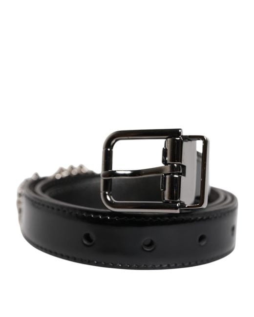 Dolce & Gabbana Black Leather Classic Metal Oval Buckle Belt