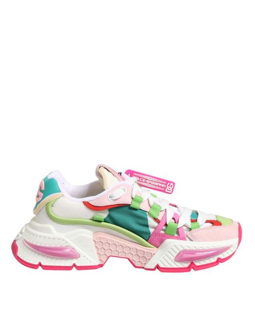 Dolce & Gabbana Pink Multicolor Leather Airmaster Low Top Sneaker Shoes