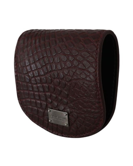 Dolce & Gabbana Brown Refined Caimano Leather Coin Case for men